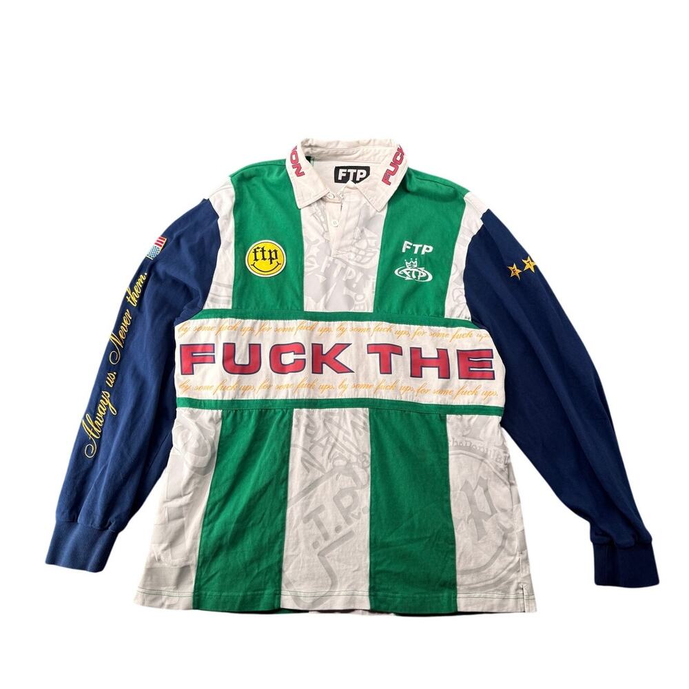 FTP Souvenir Rugby Jersey Long Sleeve Polo Shirt Men's Large Streetwear